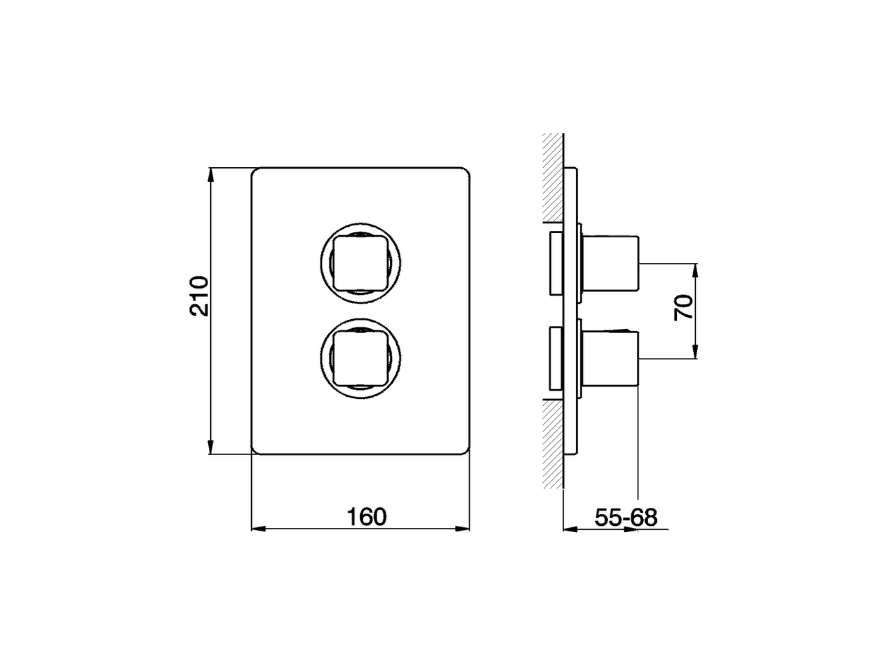 Parte esterna termostatico doccia incasso 2 uscite CUBIC_CU018100 - v1
