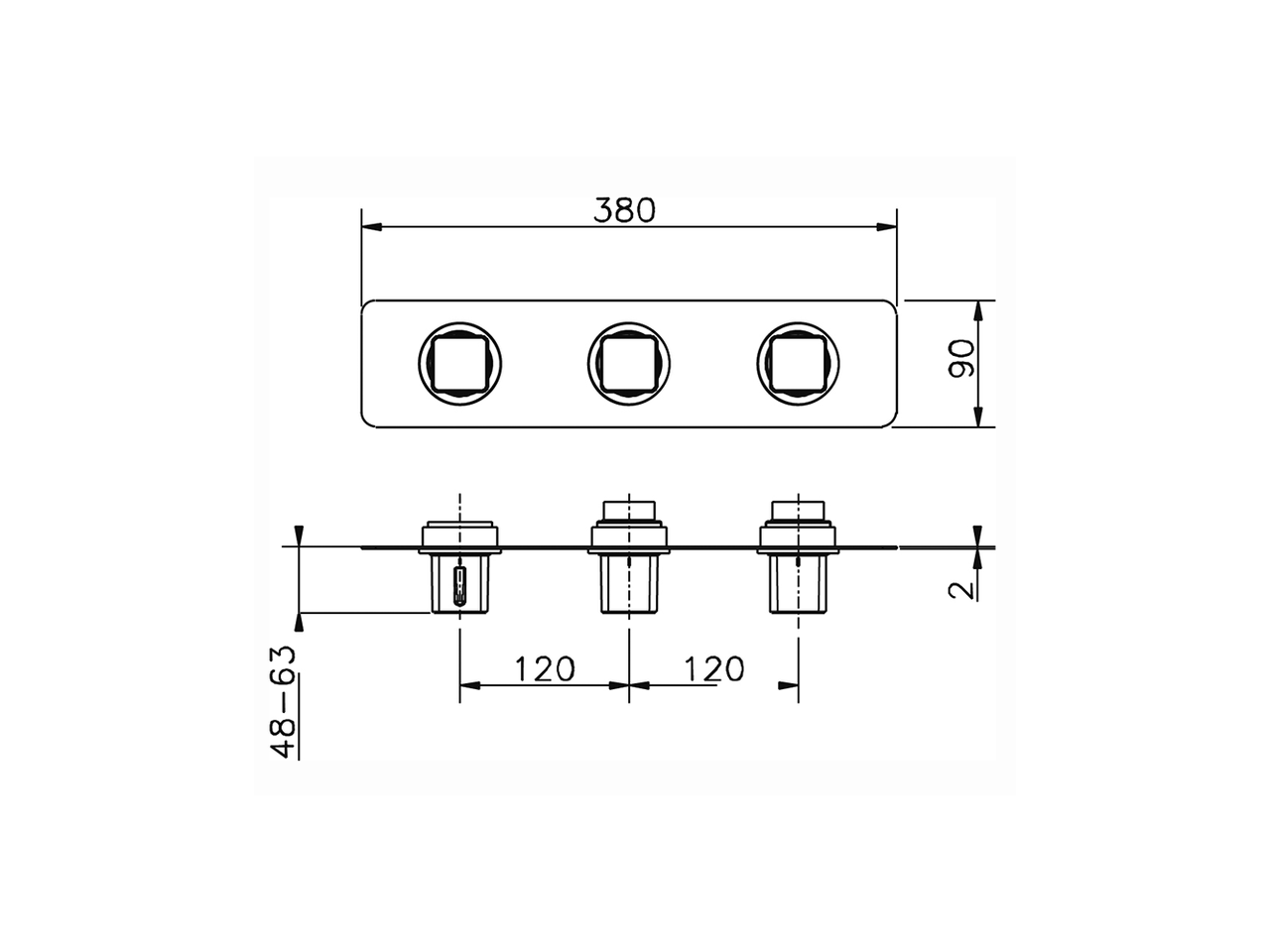 Parte esterna termo doccia incasso 2 funzioni CUBIC_CU01R200 - v1