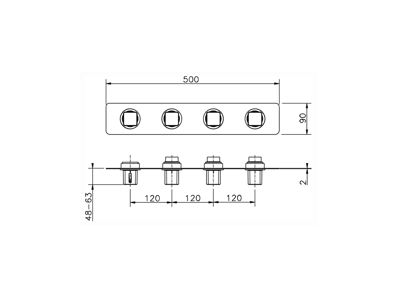 Parte esterna termo doccia incasso 3 funzioni CUBIC_CU01R300 - v1