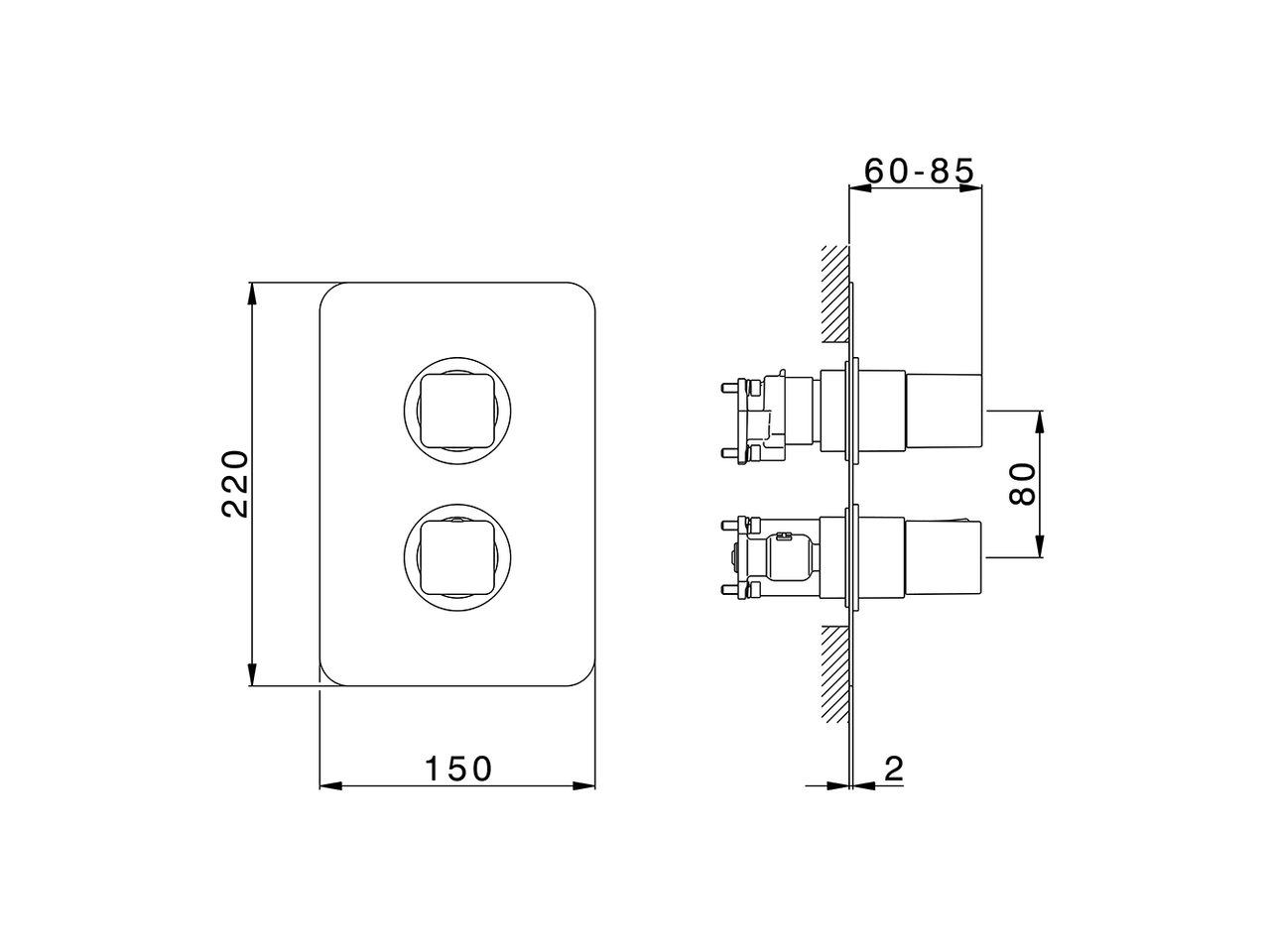 Completo Termostatico per One-Box CUBIC_CU0BT030 - v1