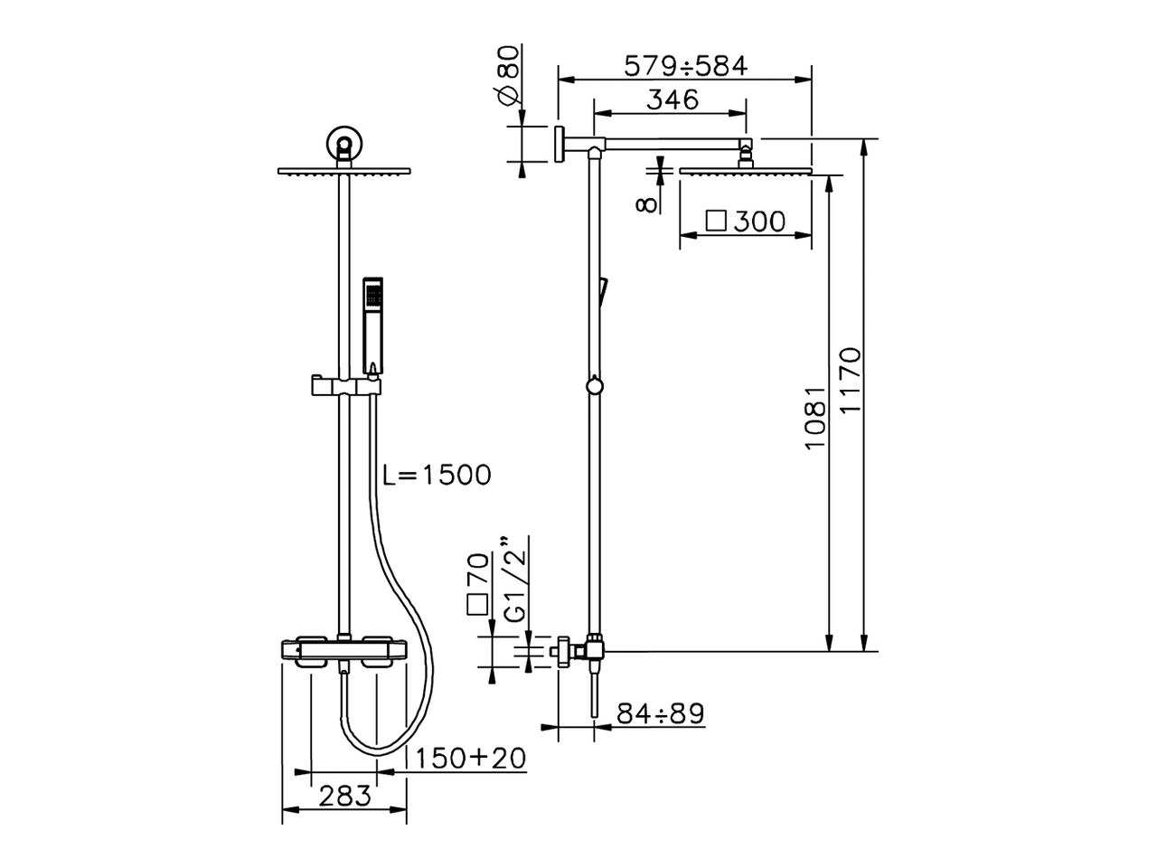 Colonna doccia termostatica 2 funzioni CUBIC_CUC78085 - v1