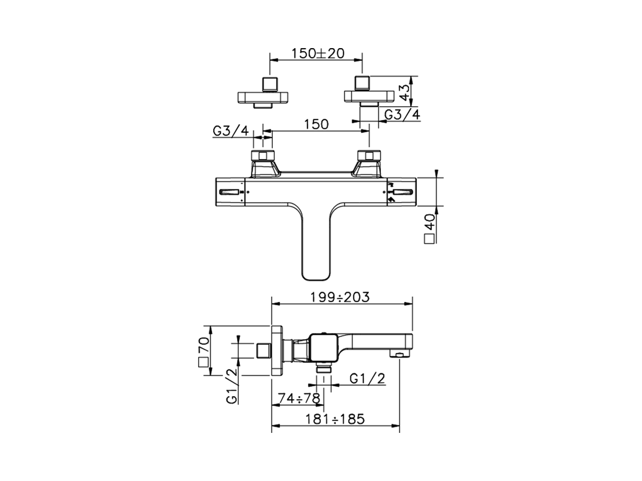 Miscelatore termostatico vasca CUBIC_CUT21020 - v1