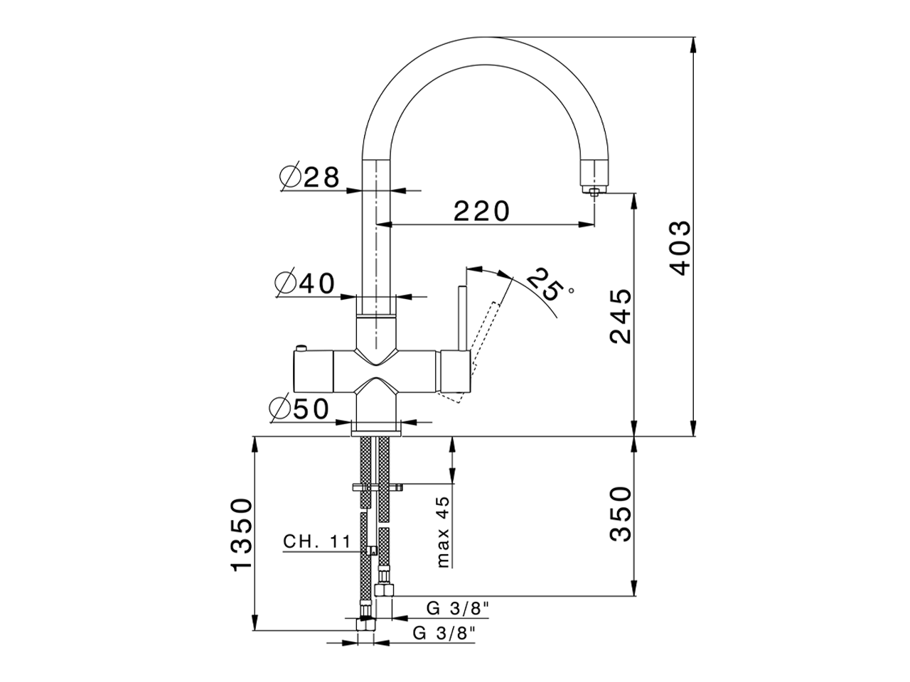 Miscelatore monocomando lavello Cooking100 KITCHEN_CV001005 - v1