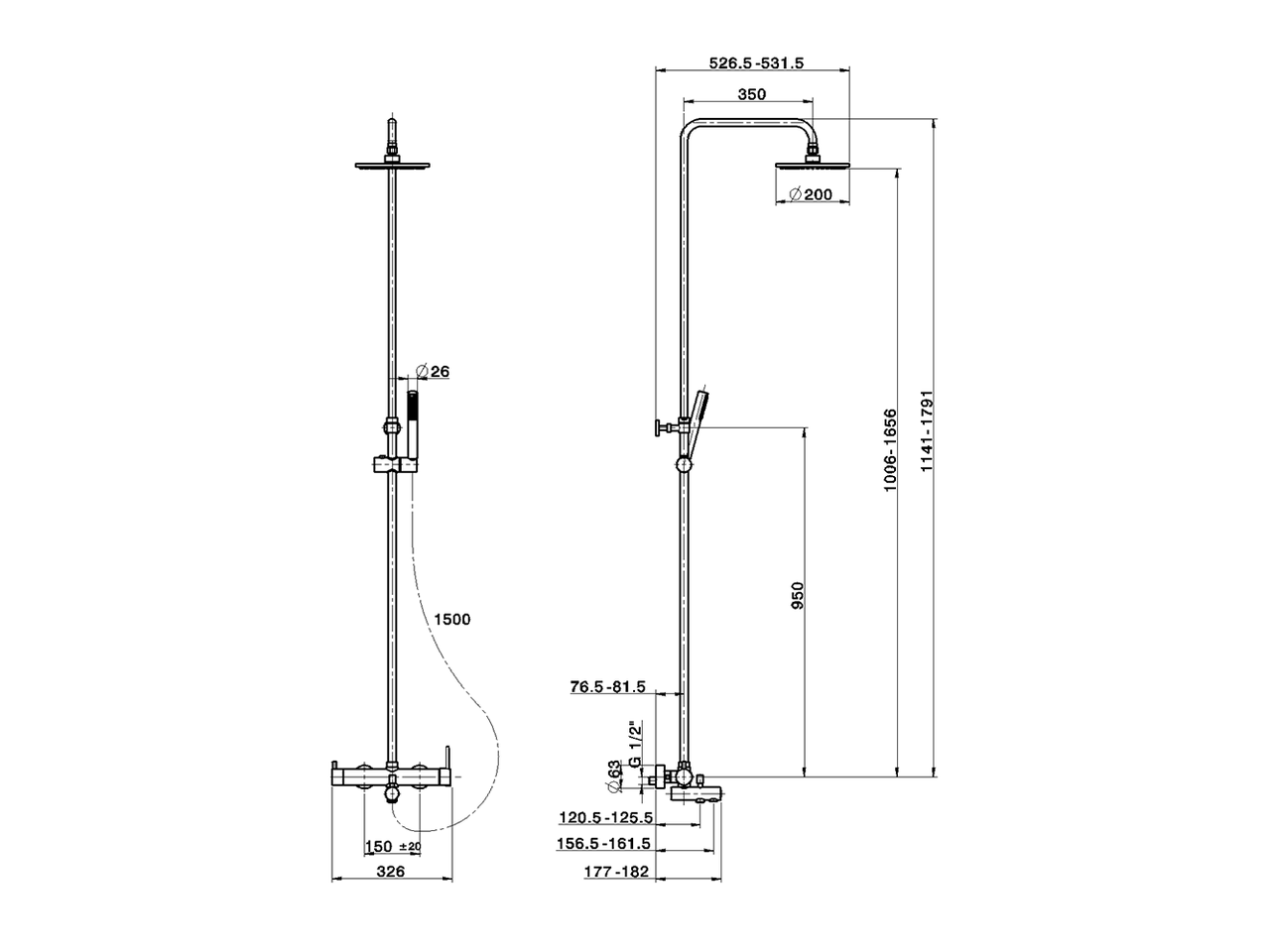 Colonna vasca monocomando 3 funzioni COLONNE DOCCIA_CV004120 - v1