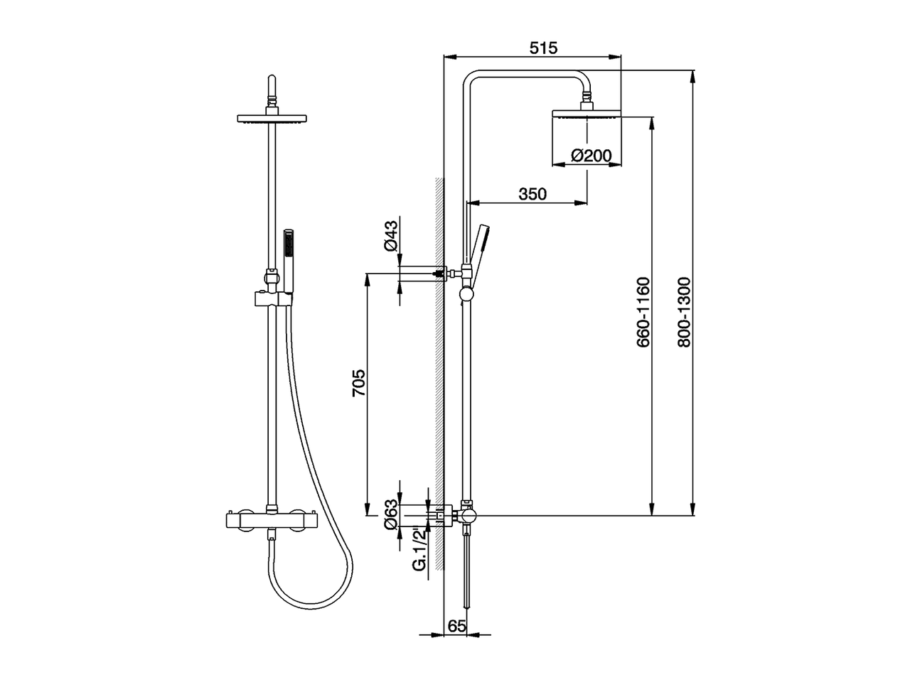 Colonna doccia termostatica 2 funzioni COLONNE DOCCIA_CVC82010 - v1