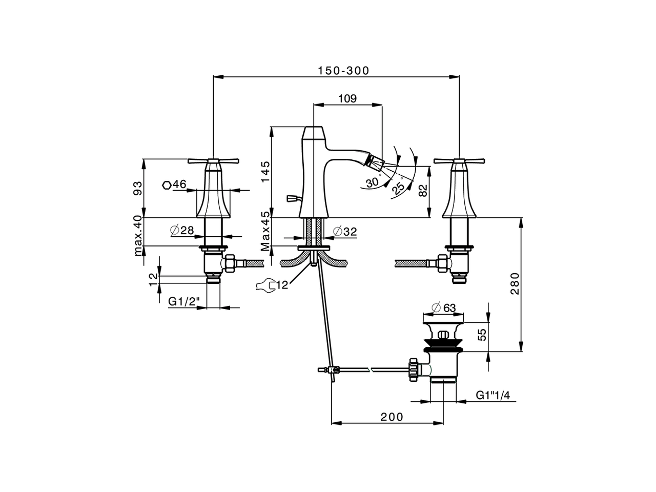 Miscelatore bidet 3 fori CHERIE_CX001220 - v1