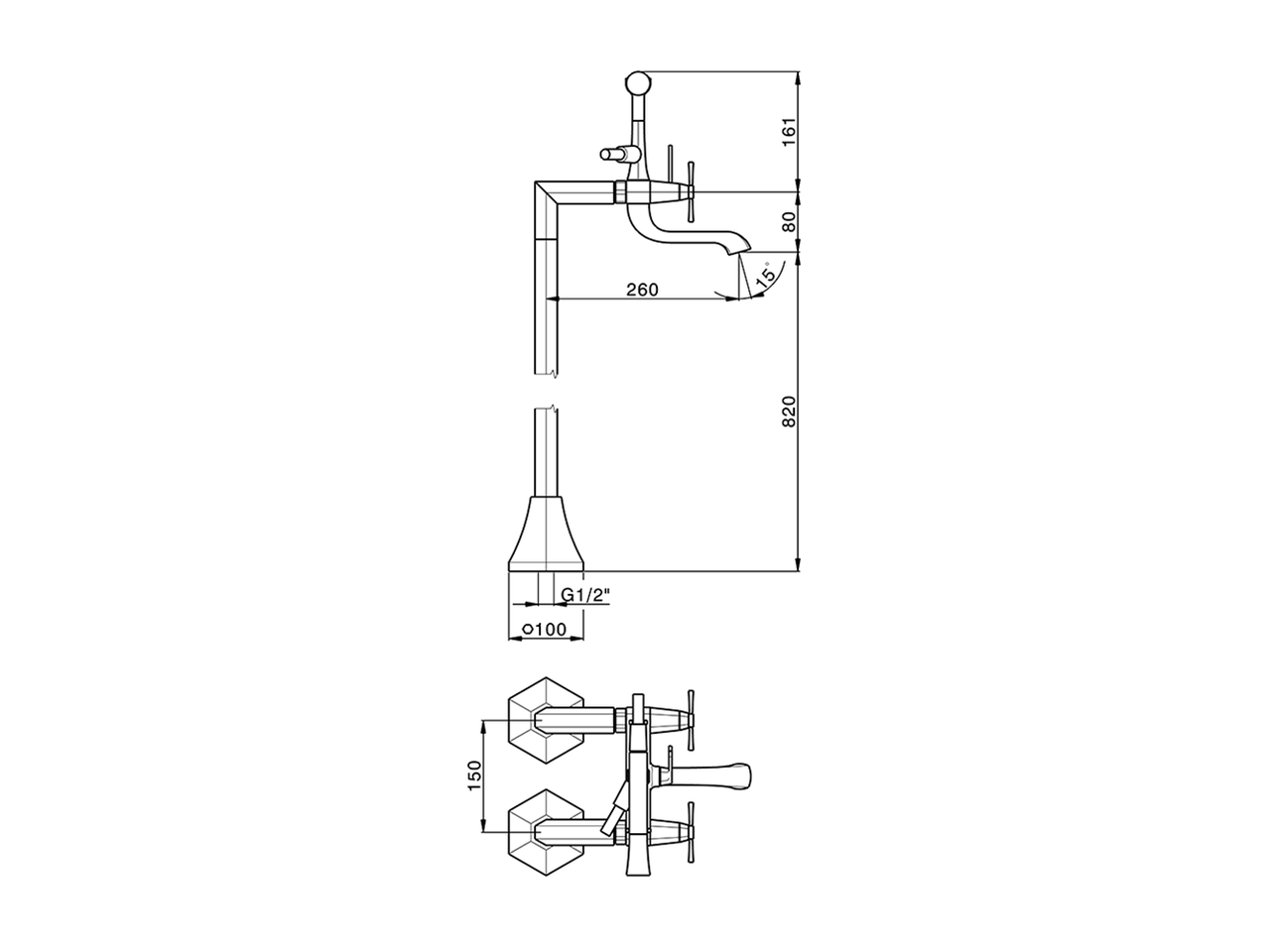 Miscelatore vasca su colonne pavimento CHERIE_CX004200 - v1