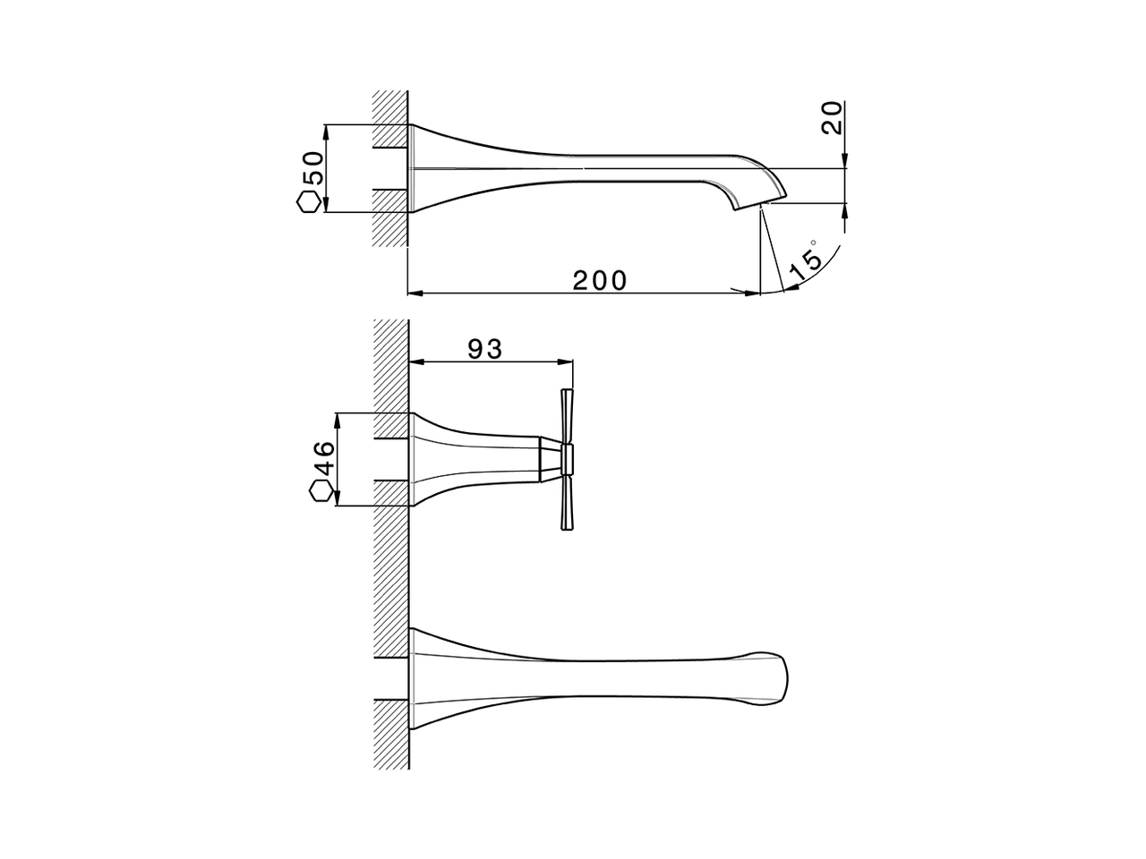 Parte esterna lavabo a parete CHERIE_CX013510 - v1