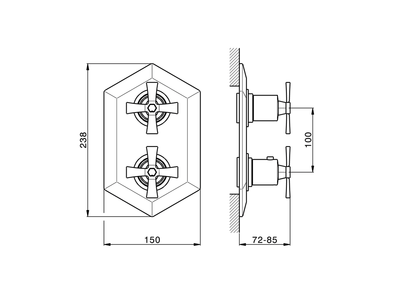 Parte esterna termostatico doccia incasso 3 uscite CHERIE_CX019200 - v1