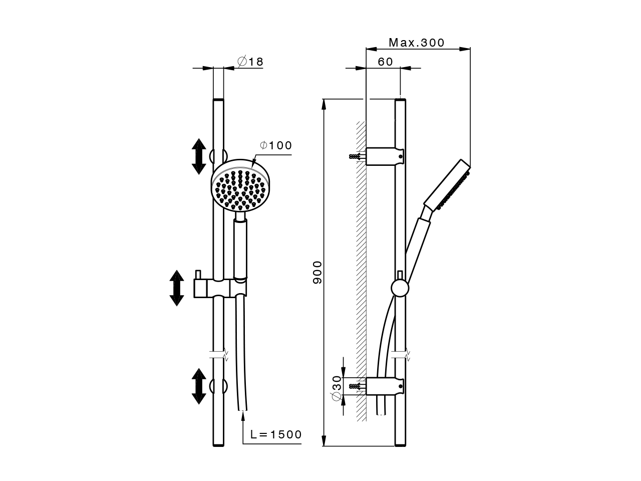 Completo doccia saliscendi Xion XION_DS010630 - v1