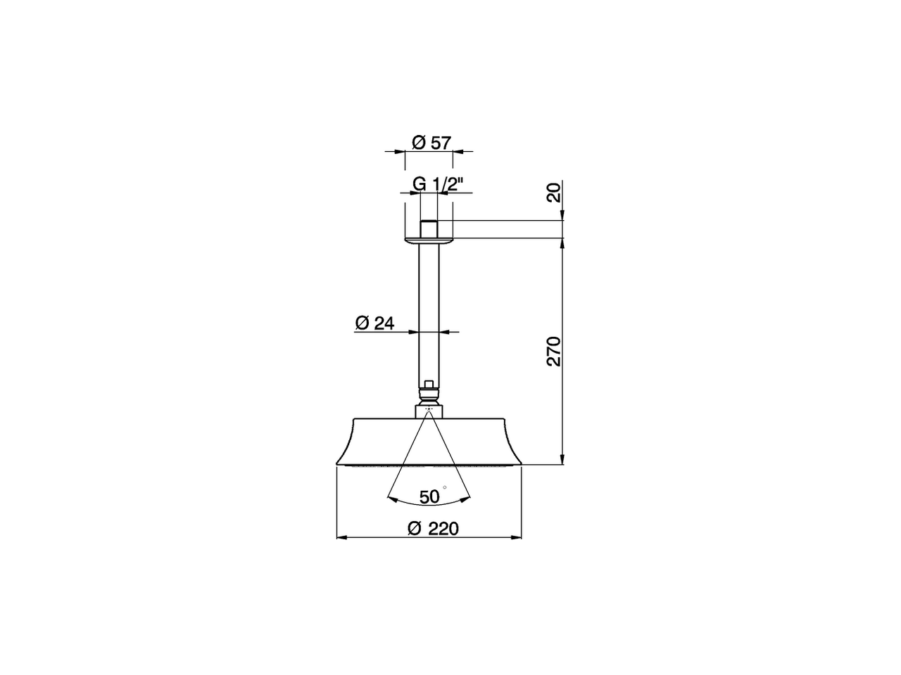 Braccio doccia a soffitto con soffione Chérie CHERIE_DS013280 - v1