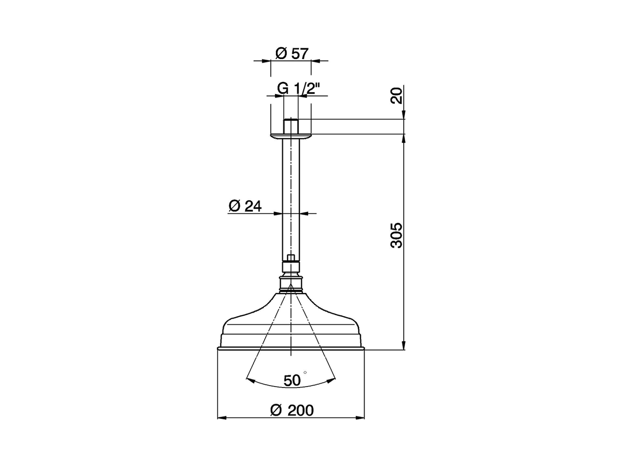 Braccio doccia a soffitto con soffione Arcana SHOWER_DS013410 - v1