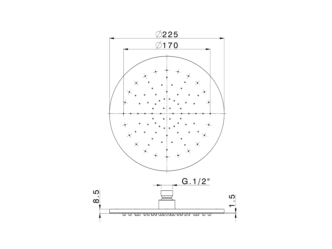 Soffione a braccio ispezionabile Ø 225 mm SHOWER_DS020000 - v1