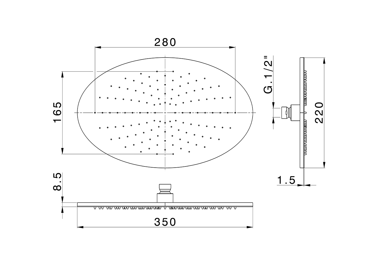 Soffione a braccio ispezionabile 350x220 mm SHOWER_DS020040 - v1