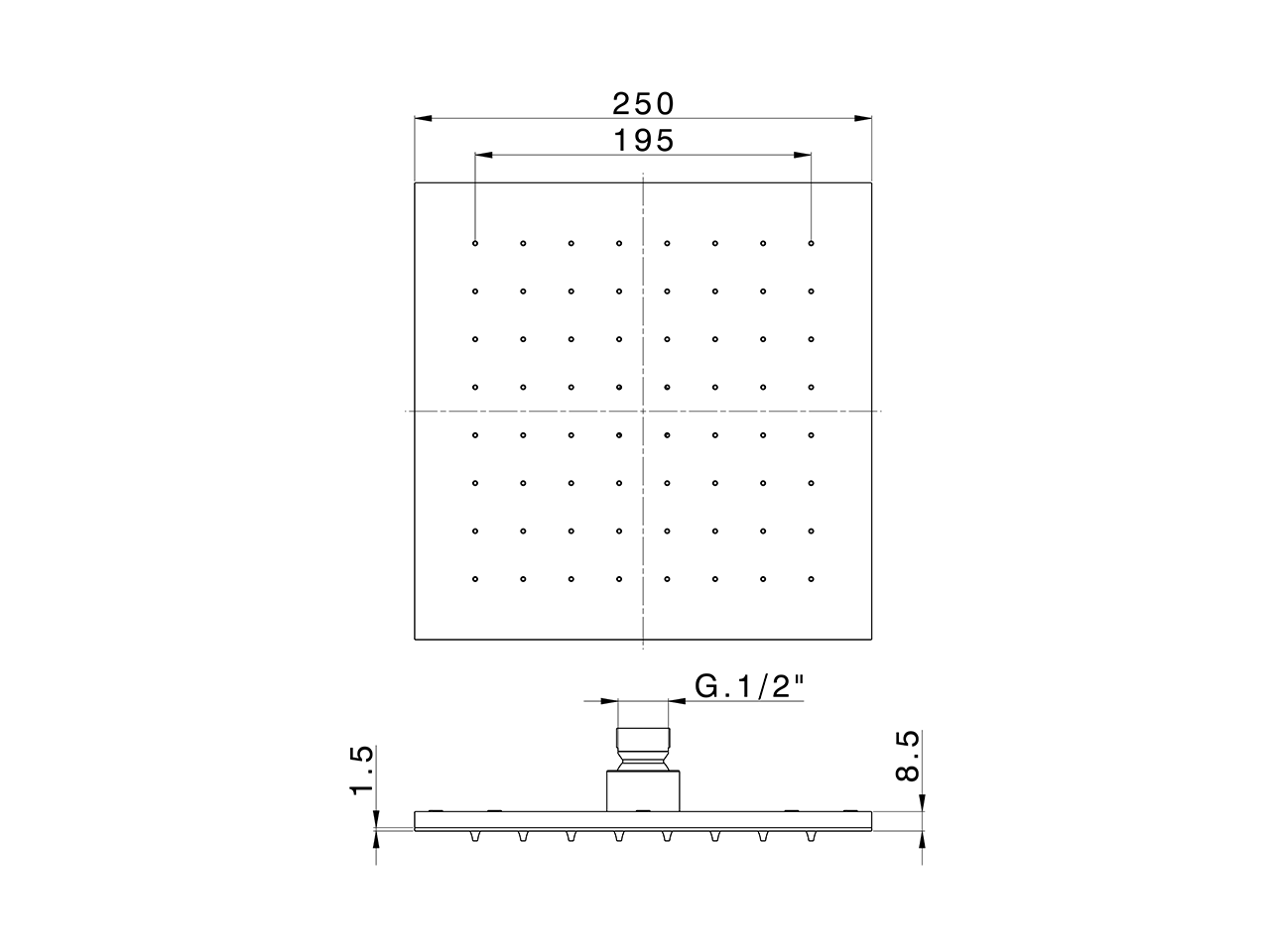 Soffione a braccio ispezionabile 250x250 mm SHOWER_DS021010 - v1