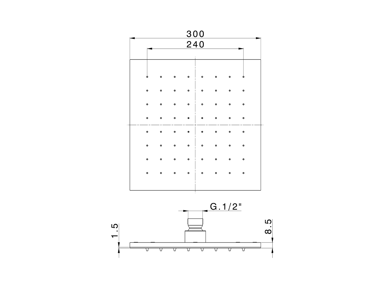 Soffione a braccio ispezionabile 300x300 mm SHOWER_DS021020 - v1