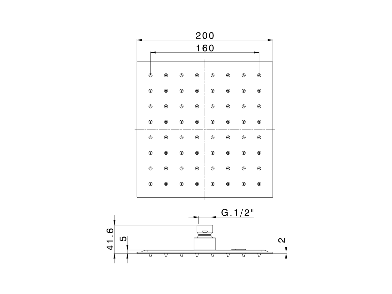Soffione a braccio ultrapiatto 200x200 mm SHOWER_DS021030 - v1