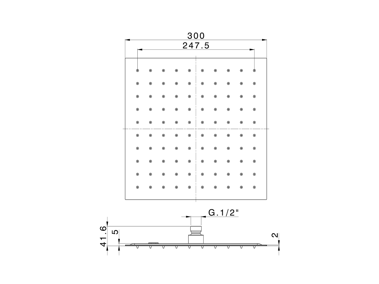 Soffione a braccio ultrapiatto 300x300 mm SHOWER_DS021050 - v1