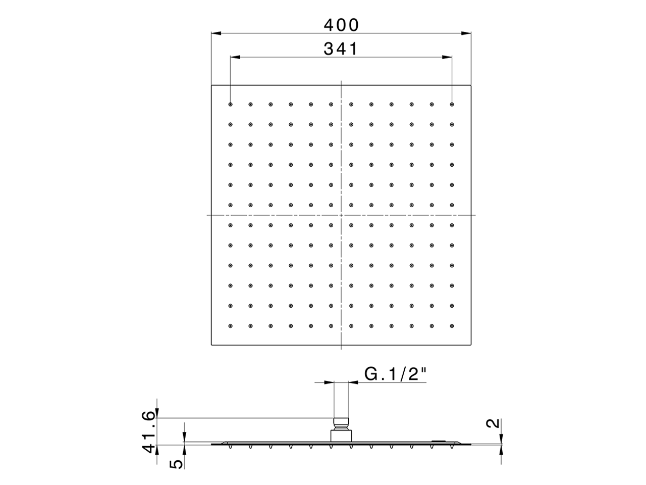 Soffione a braccio ultrapiatto 400x400 mm SHOWER_DS021060 - v1