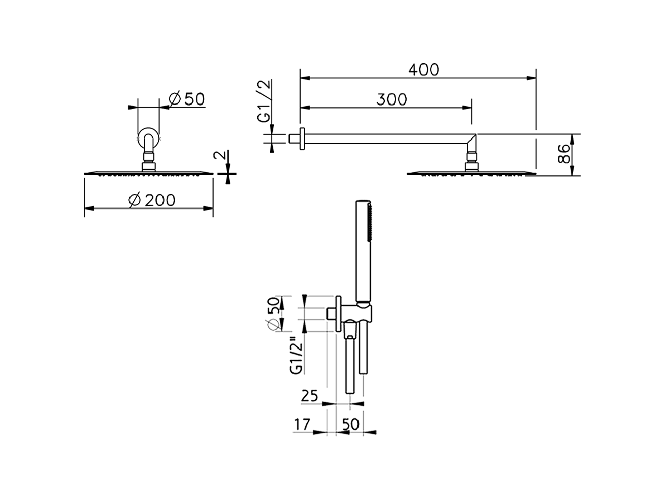 Kit braccio doccia con presa d'acqua SHOWER_DS0K0010 - v1