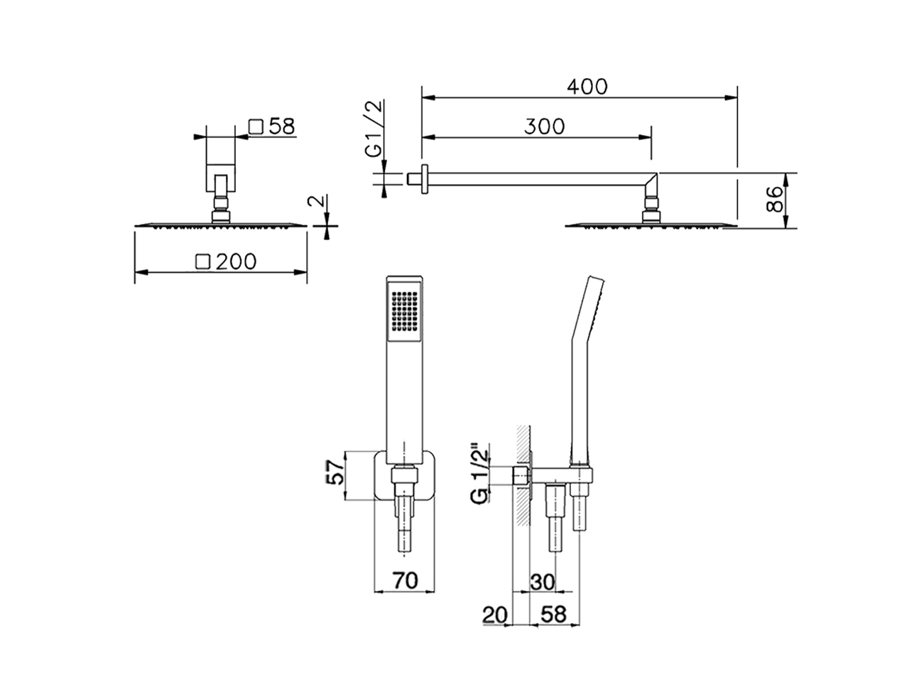 Kit braccio doccia con presa d'acqua SHOWER_DS0K0040 - v1