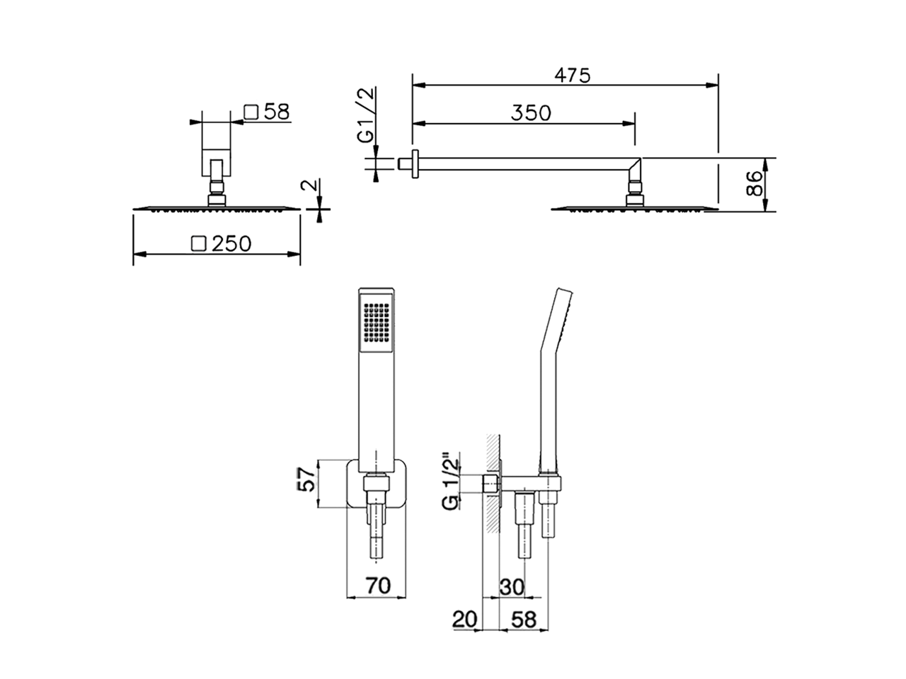 Kit braccio doccia con presa d'acqua SHOWER_DS0K0050 - v1