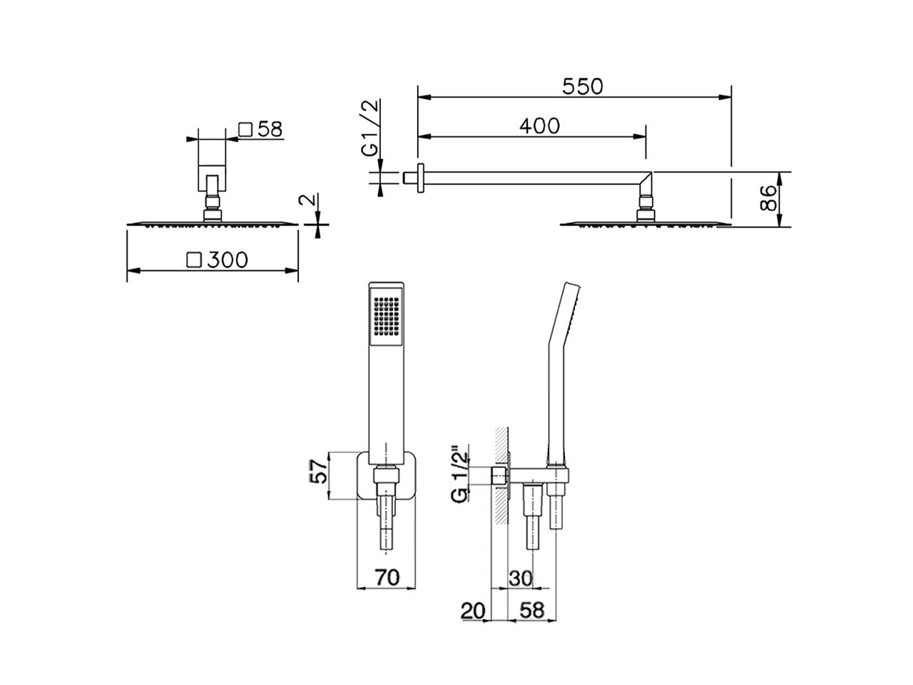 Kit braccio doccia con presa d'acqua SHOWER_DS0K0060 - v1