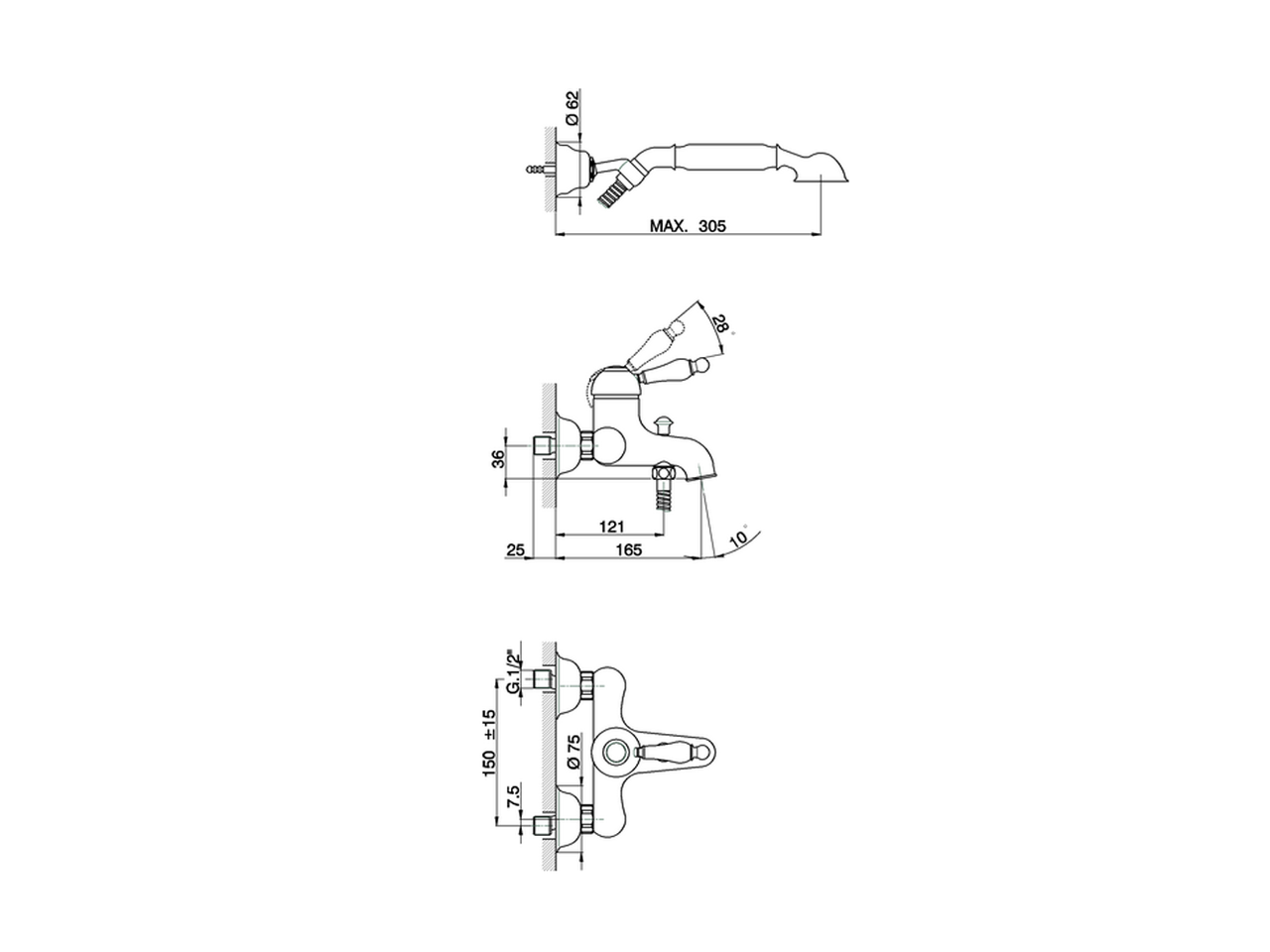 Miscelatore monocomando vasca completo ARCANA EMPRESS_EM000120 - v1