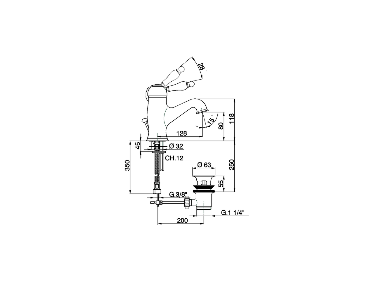 Miscelatore monocomando lavabo ARCANA EMPRESS_EM000510 - v1