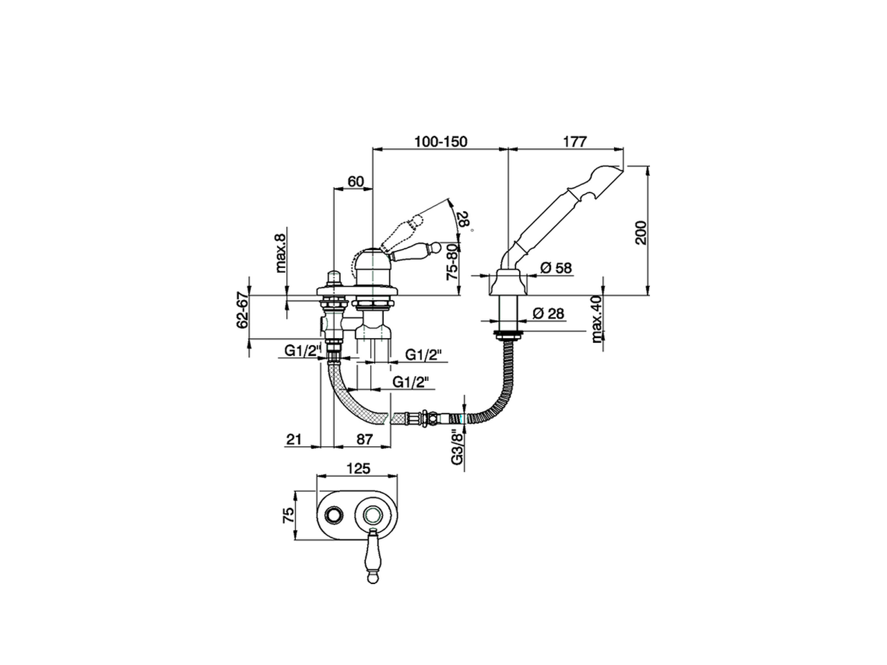 Miscelatore monocomando bordo vasca 2 fori ARCANA EMPRESS_EM001290 - v1