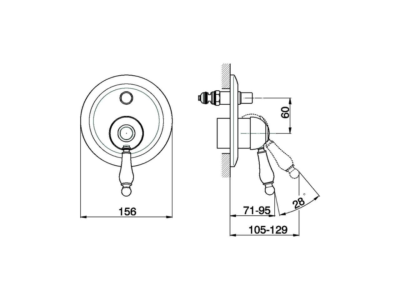 Parte esterna monocomando vasca-doccia incasso ARCANA EMPRESS_EM002100 - v1
