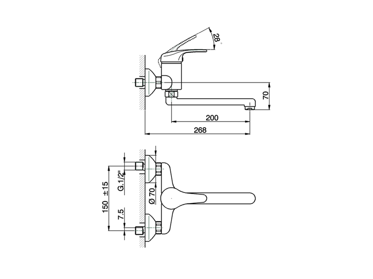 Miscelatore monocomando lavello a parete KITCHEN_EU000401 - v1