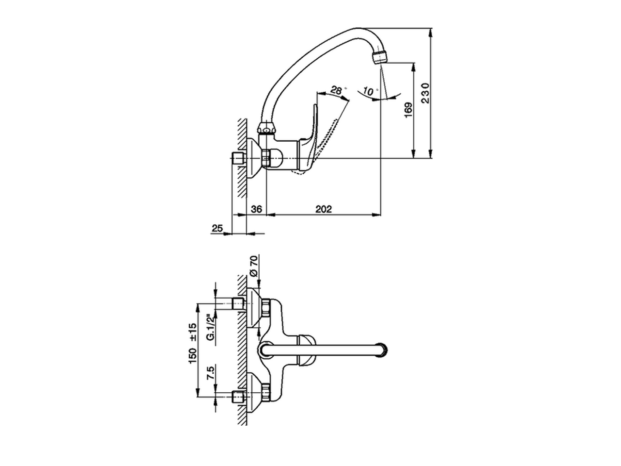 Miscelatore monocomando lavello a parete KITCHEN_EU000410 - v1