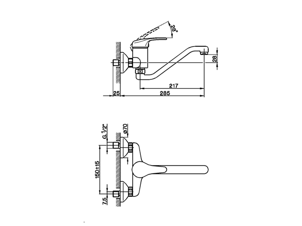 Miscelatore monocomando lavello a parete KITCHEN_EU000430 - v1