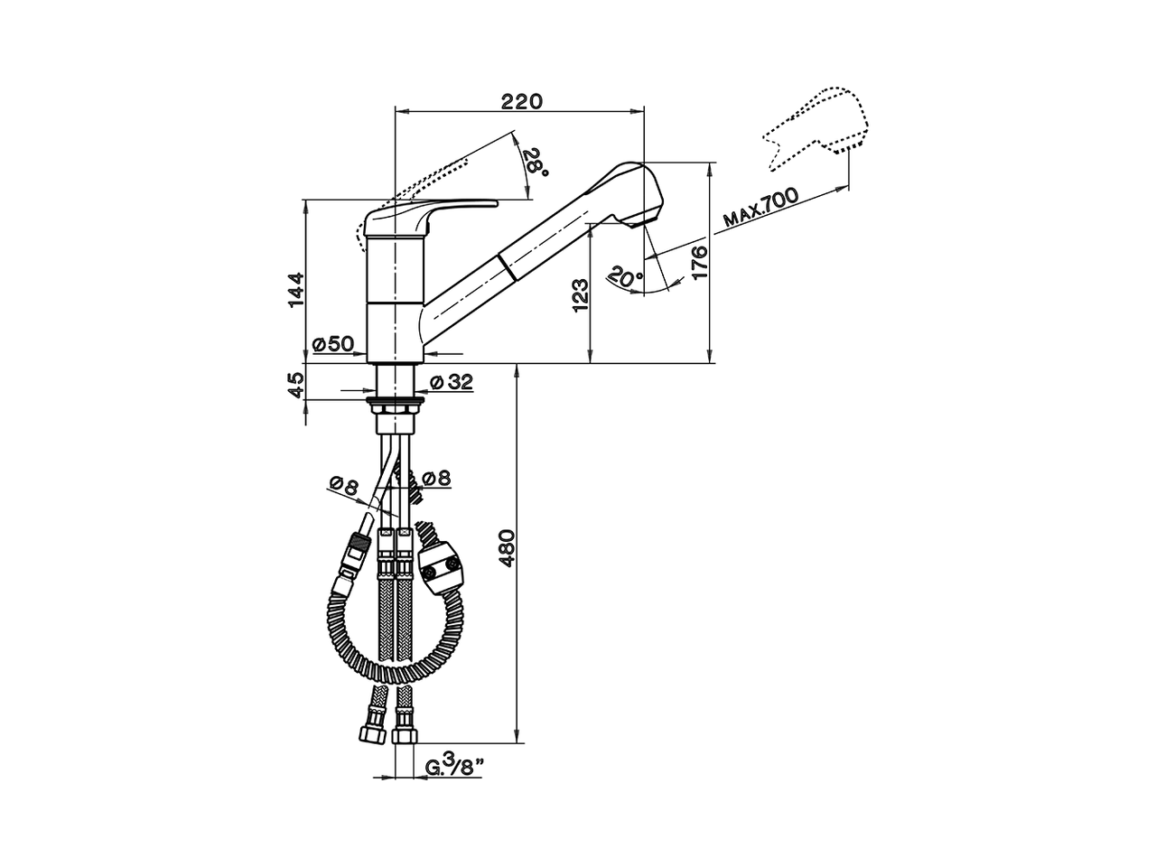 Miscelatore monocomando lavello docc. estraibile KITCHEN_EU002570 - v1