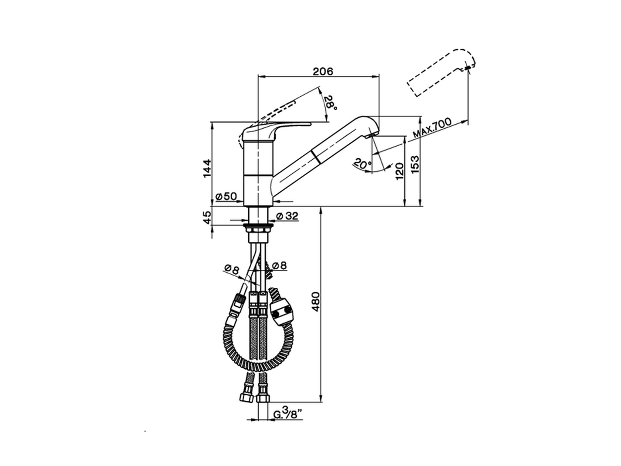 Miscelatore monocomando lavello docc. estraibile KITCHEN_EU003570 - v1