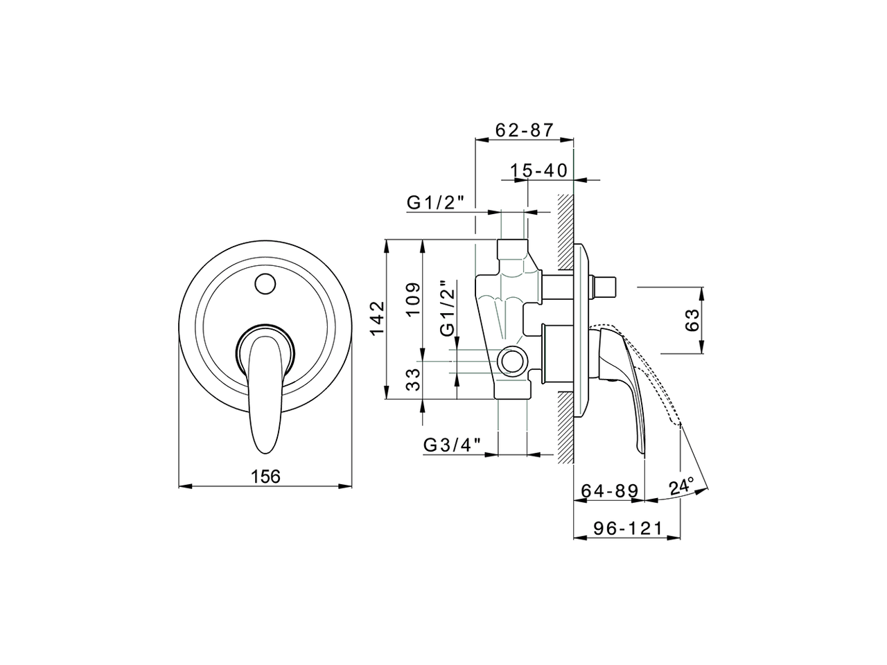 Miscelatore monocomando vasca-doccia incasso FLASH_FL000210 - v1