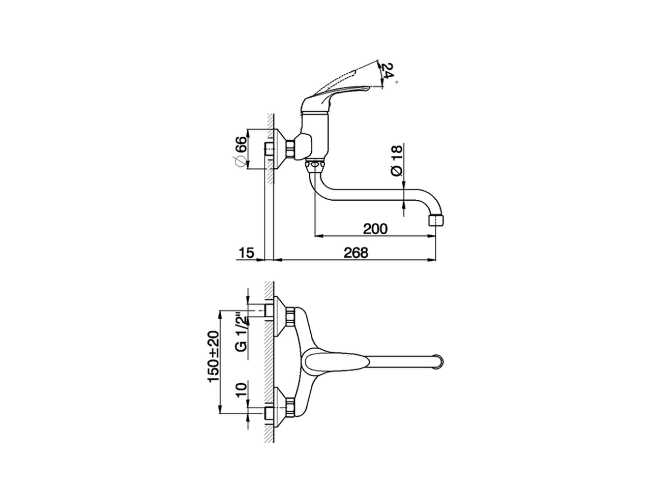 Miscelatore monocomando lavello a parete KITCHEN_FL000402 - v1