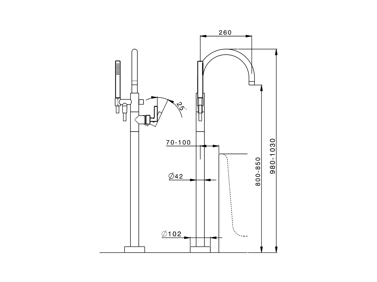 Parte esterna monocomando vasca a pavimento GRACE_GC014200 - v1