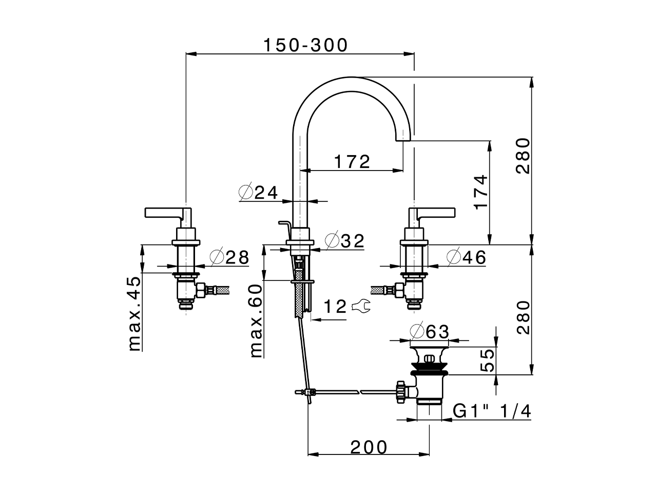 Miscelatore lavabo 3 fori GRACE_GL001060 - v1