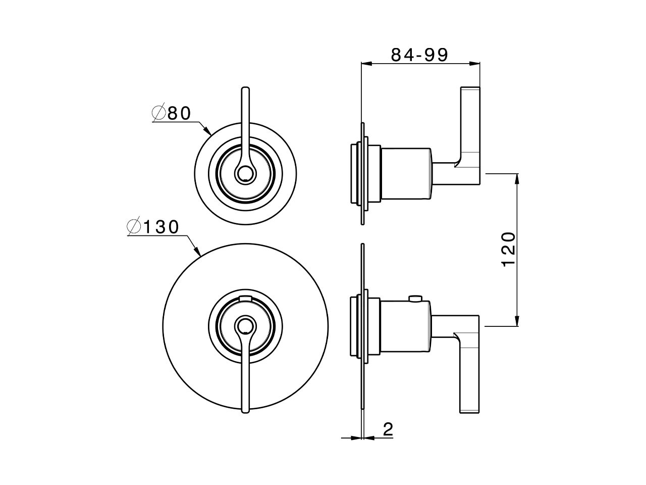 Parte esterna termostatico doccia incasso 1 uscita GRACE_GL007306 - v1