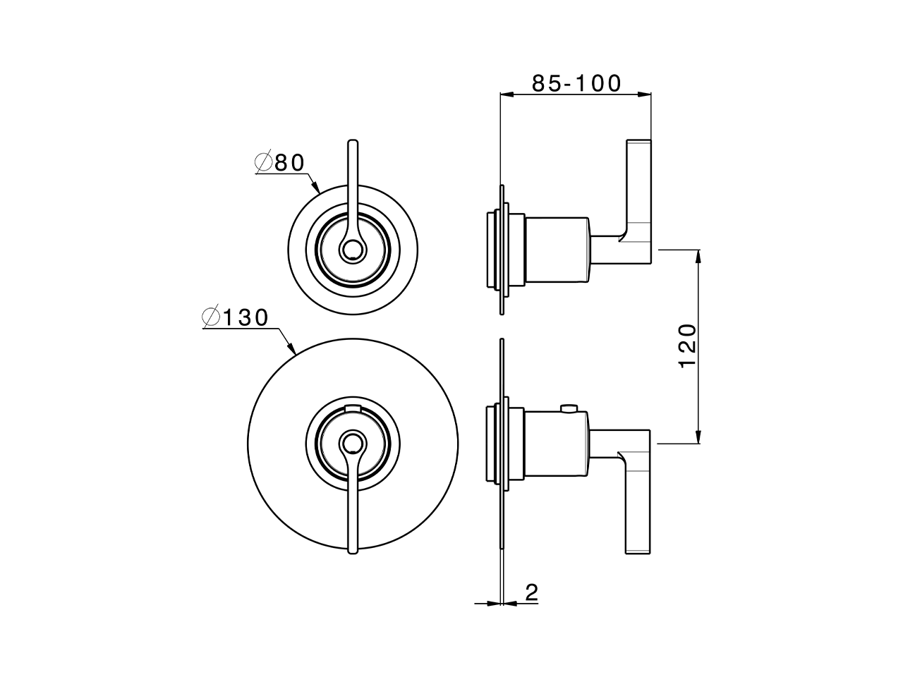 Parte esterna termostatico doccia incasso 3 uscite GRACE_GL018206 - v1