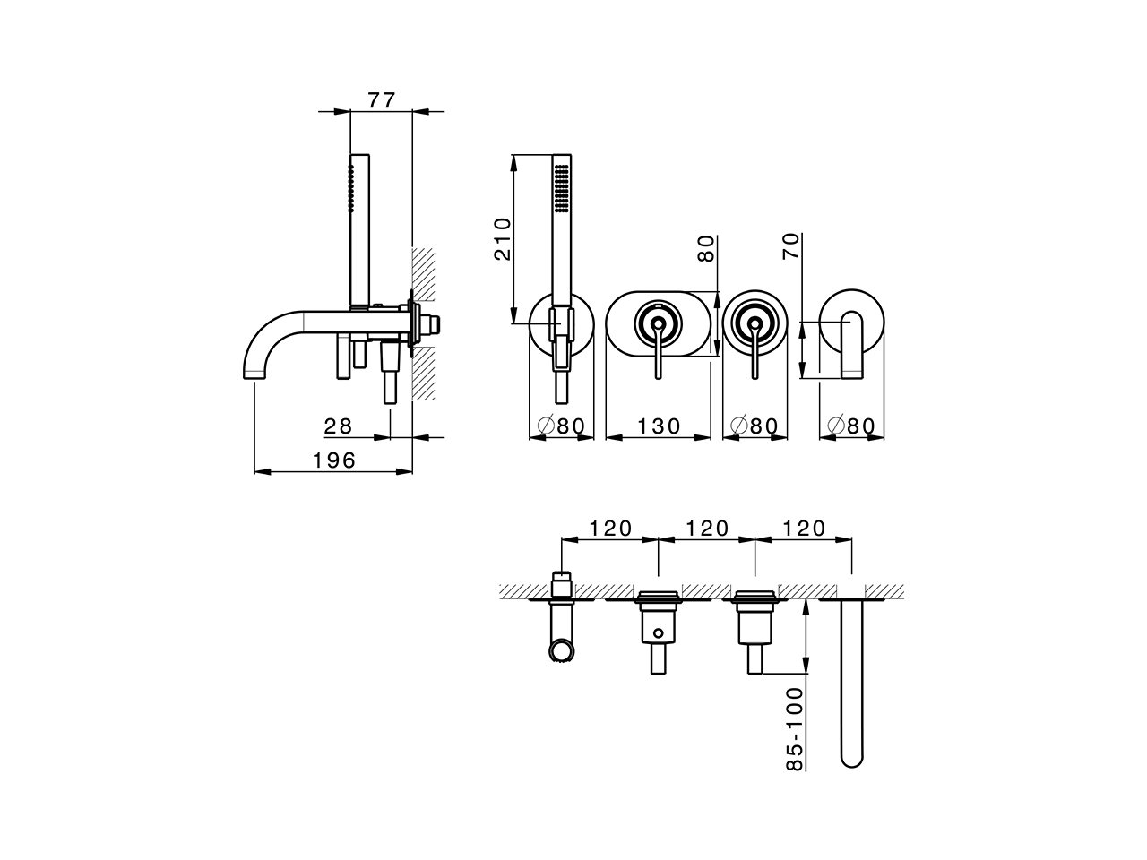 Parte esterna termostatico vasca incasso 2 uscite GRACE_GL019441 - v1
