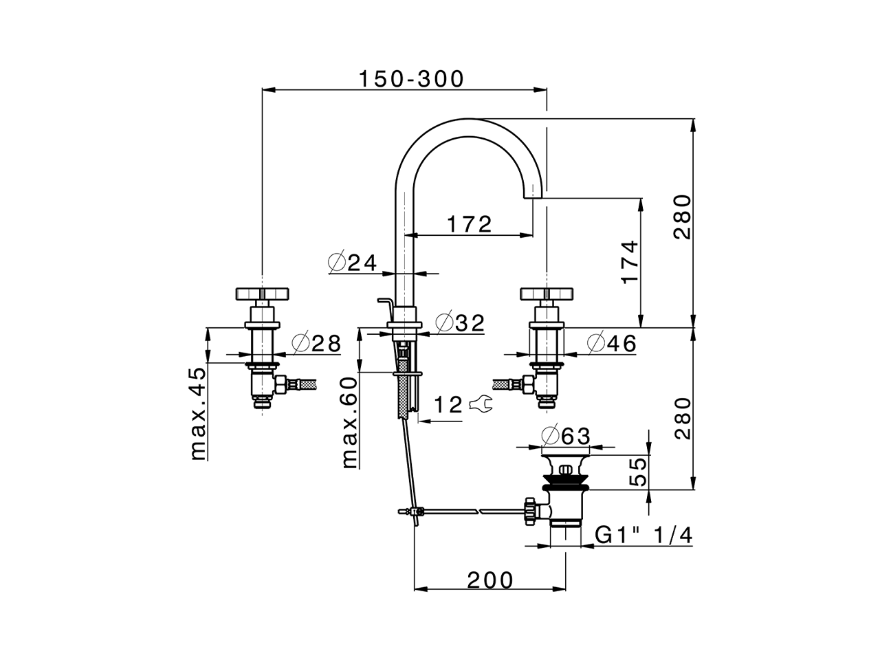 Miscelatore lavabo 3 fori GRACE_GS001060 - v1