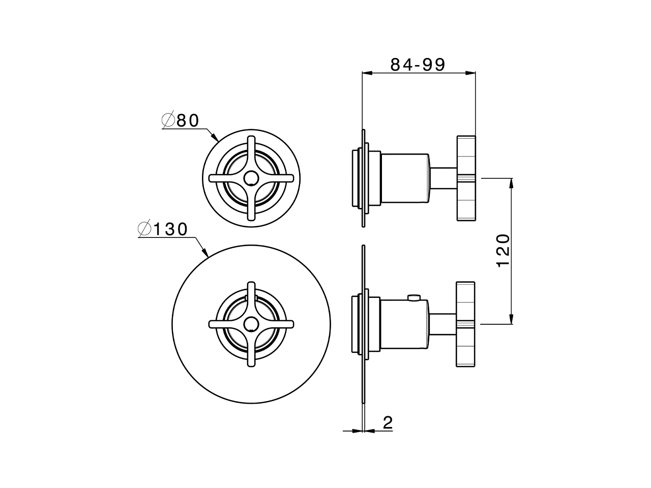 Parte esterna termostatico doccia incasso 1 uscita GRACE_GS007306 - v1