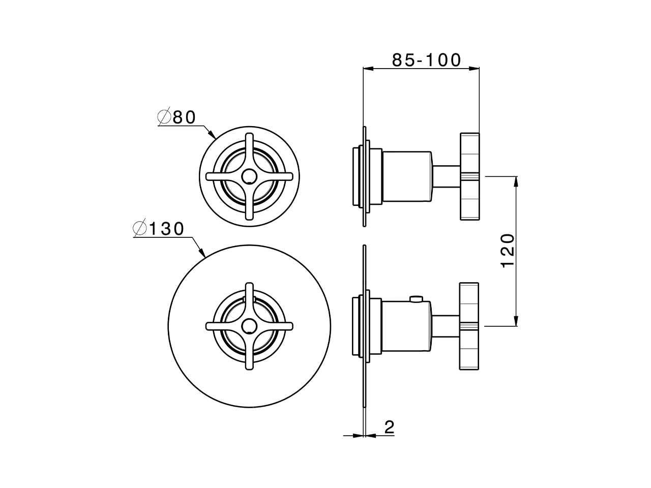Parte esterna termostatico doccia incasso 3 uscite GRACE_GS018206 - v1