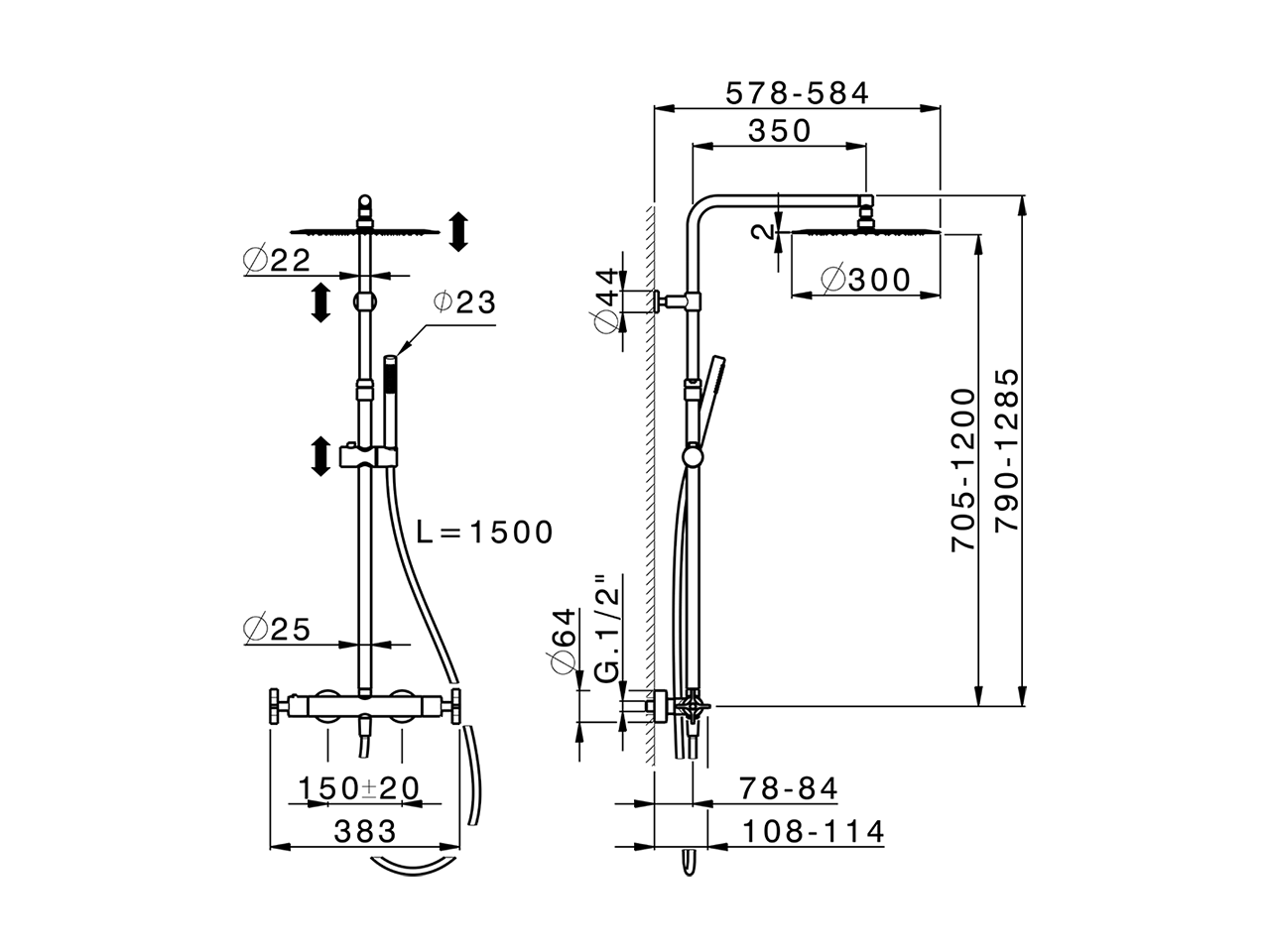 Colonna doccia termostatica 2 funzioni GRACE_GSC8401D - v1
