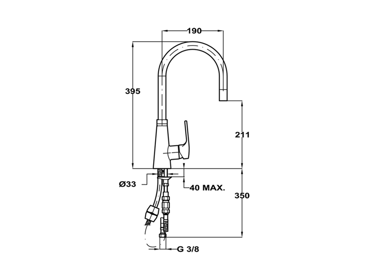 Miscelatore monocomando lavello docc. estraibile KITCHEN_LC000030 - v1