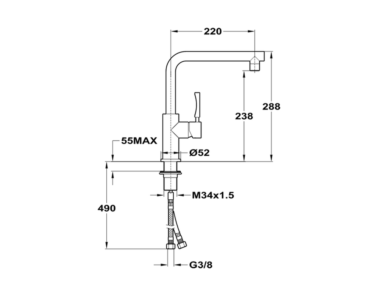 Miscelatore monocomando lavello INOX KITCHEN_LC000050 - v1