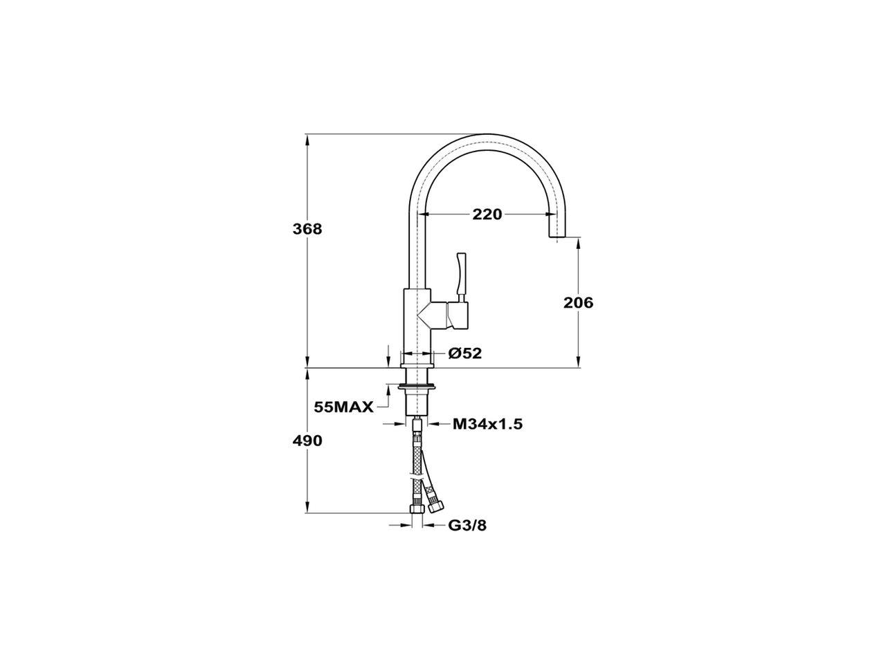 Miscelatore monocomando lavello INOX KITCHEN_LC000060 - v1